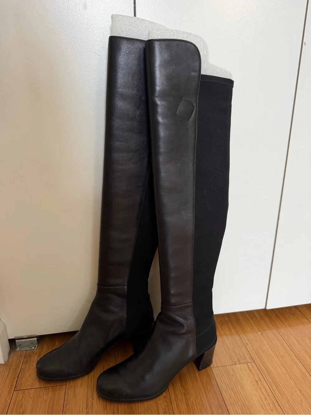 Stuart Weitzman City Block Over-the-Knee Boots - Black Leather